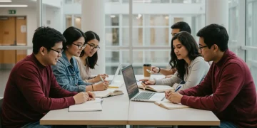 College students studying together, discussing financial aid applications and Pell Grant changes