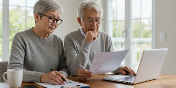 Couple reviewing long-term care benefits in 2025 documents