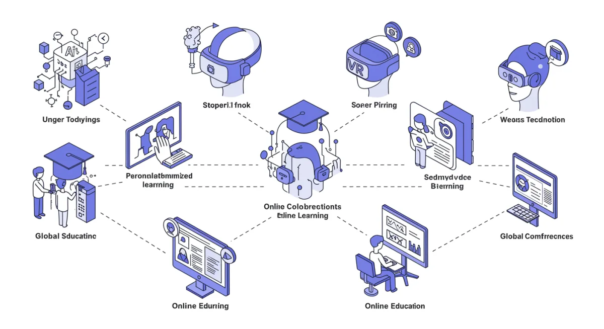 Infographic showing converging technologies in online education