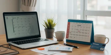 Lifestyle Benefits: Modern US Companies & Beyond Traditional Perks in 2025 Desk with laptop, coffee, plant, and symbols of flexible work and wellness benefits