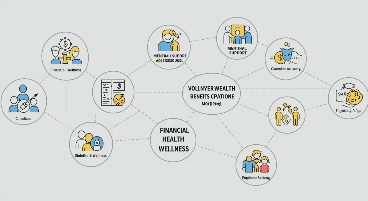 Infographic depicting interconnected voluntary benefits categories for holistic employee support
