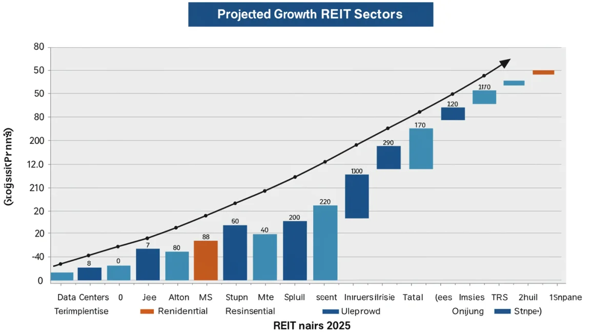 Projected growth rates for various US REIT sectors in 2025