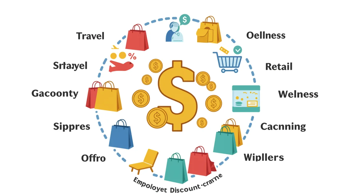Infographic showing diverse employee discount categories.