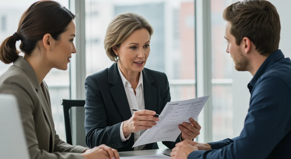 Financial advisor explaining tax forms to a couple for 2026 adjustments