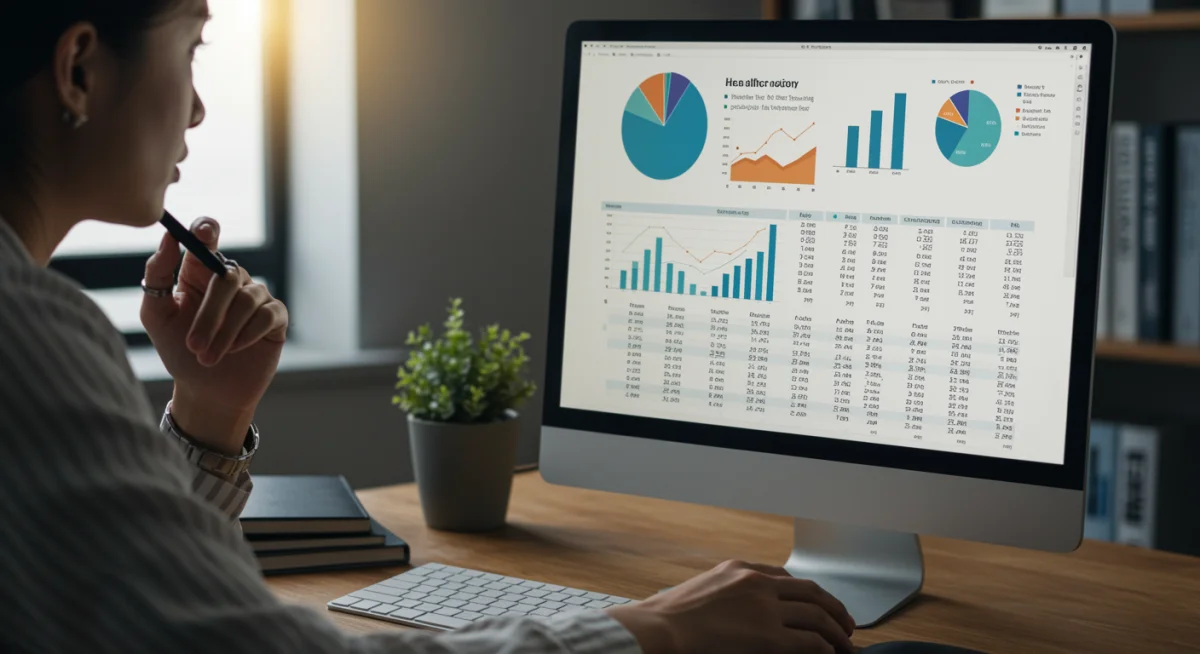 Person analyzing financial data for healthcare cost planning