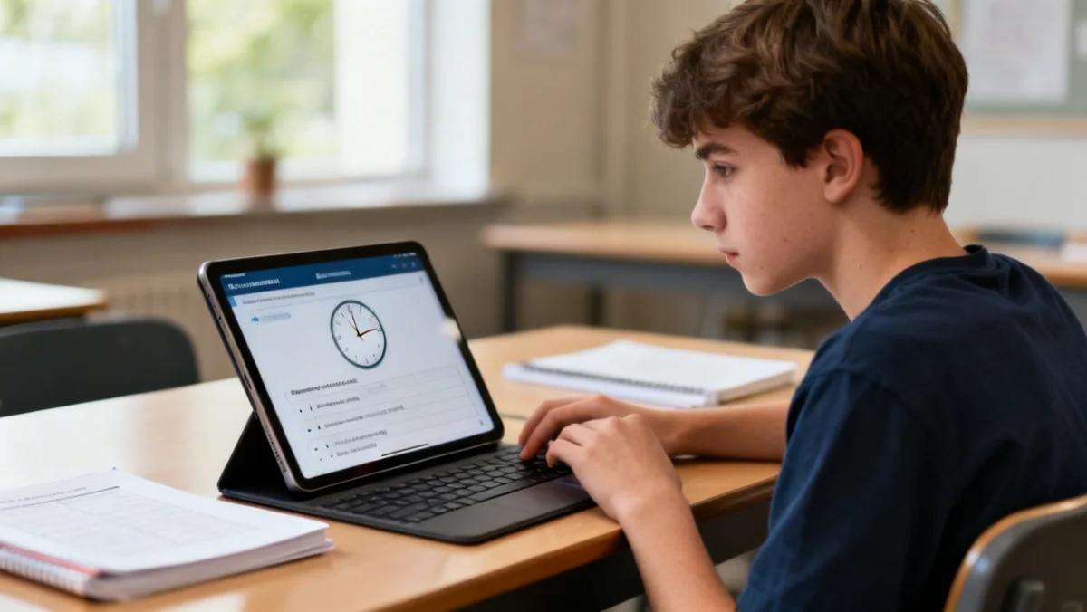 Student taking an online practice standardized test