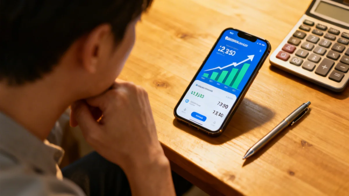 Individual analyzing personal savings account changes from Fed rate shift.