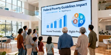Diverse people reviewing 2026 federal poverty guidelines for benefit eligibility