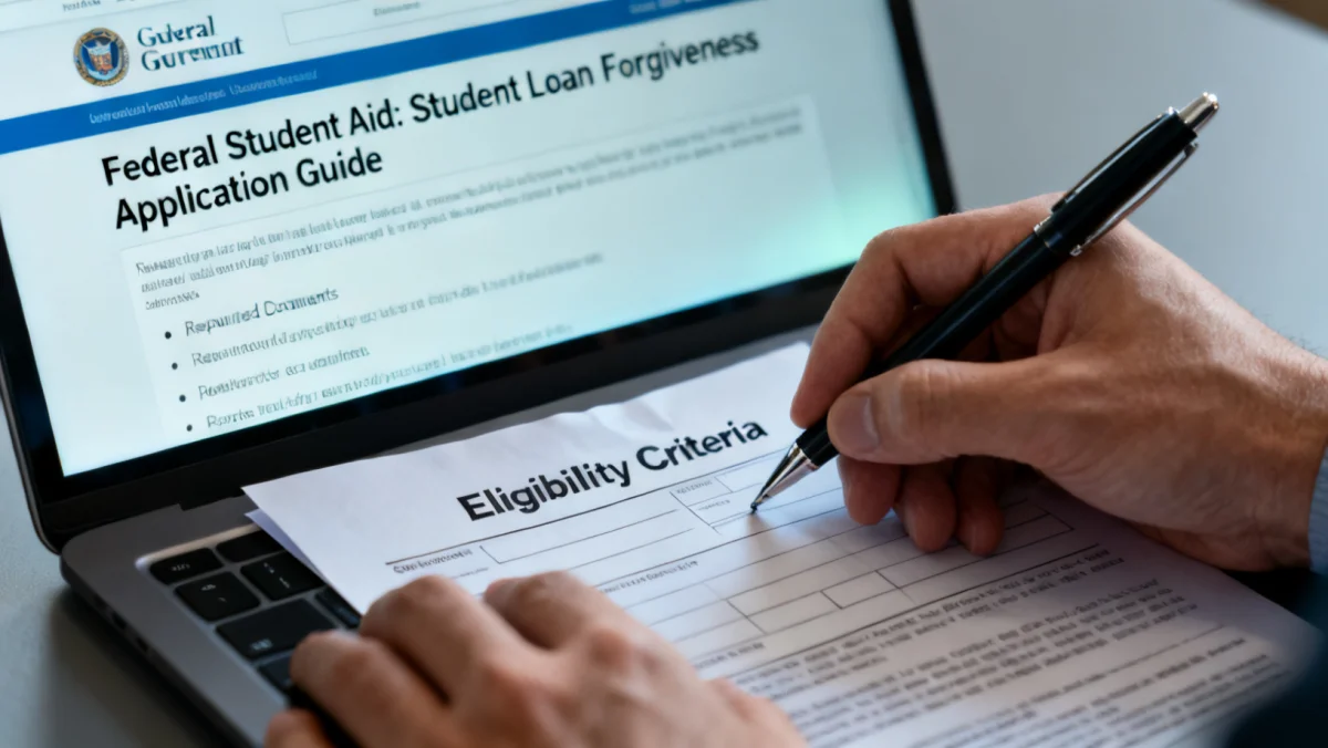 Hands filling out student loan forgiveness application form