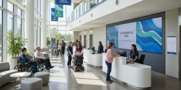People navigating disability benefits application in a modern office in 2026