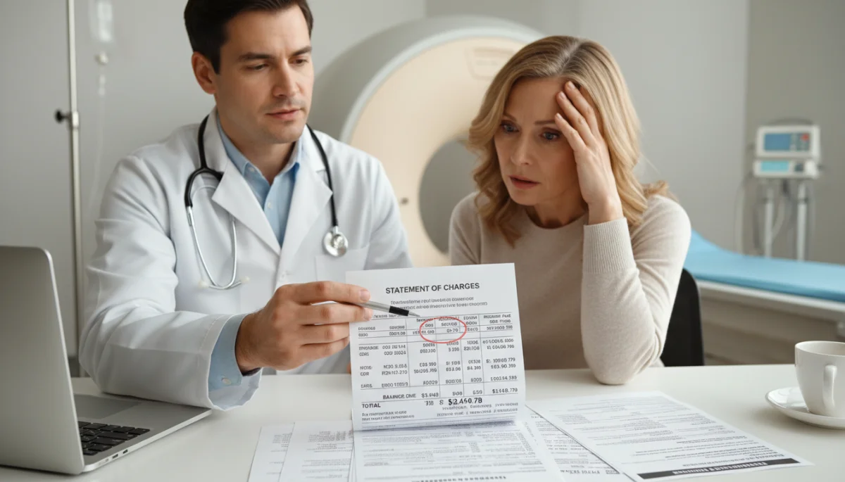 Doctor explaining complex medical billing to patient