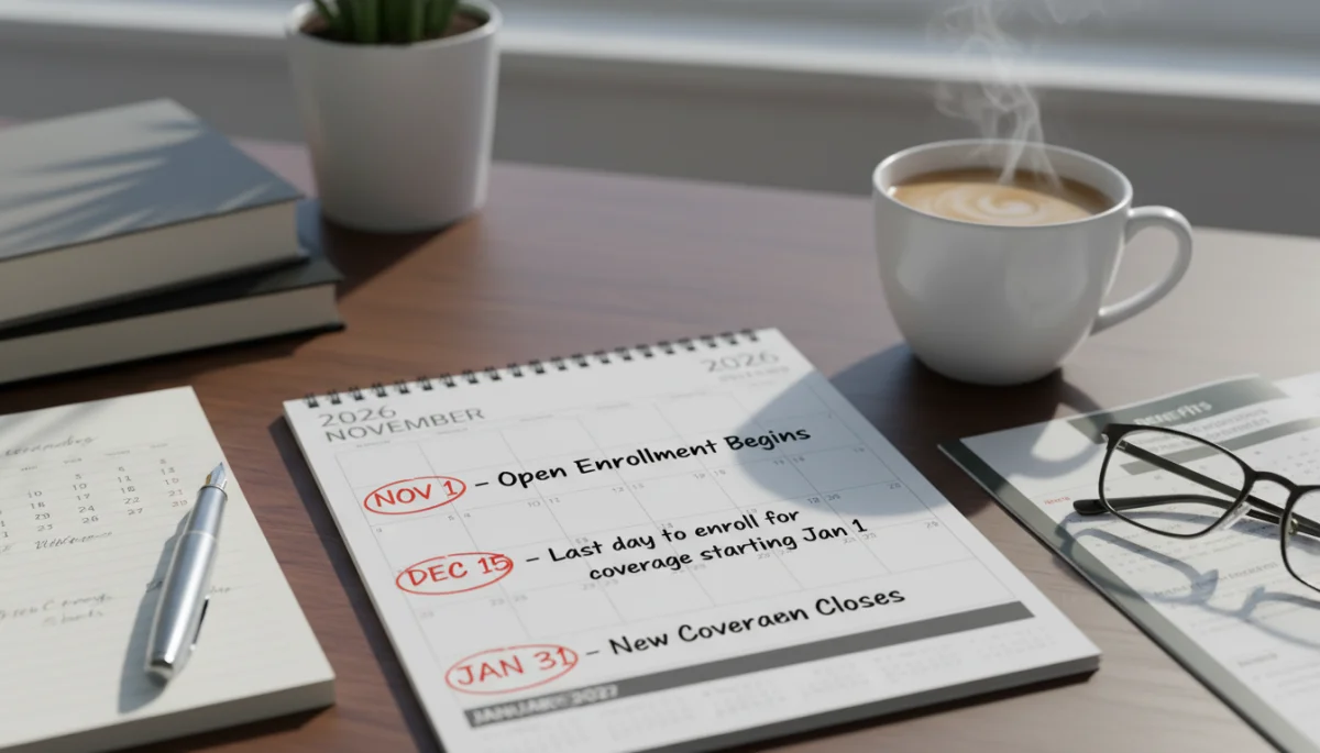 Calendar highlighting important ACA enrollment dates for 2026 planning