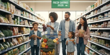 Family shopping for groceries, maximizing SNAP benefits 2026
