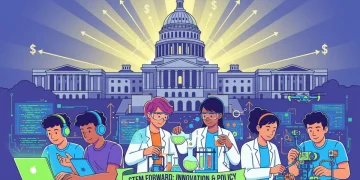 Students actively participating in STEM education, including coding, robotics, and science experiments, representing the impact of new grant programs.