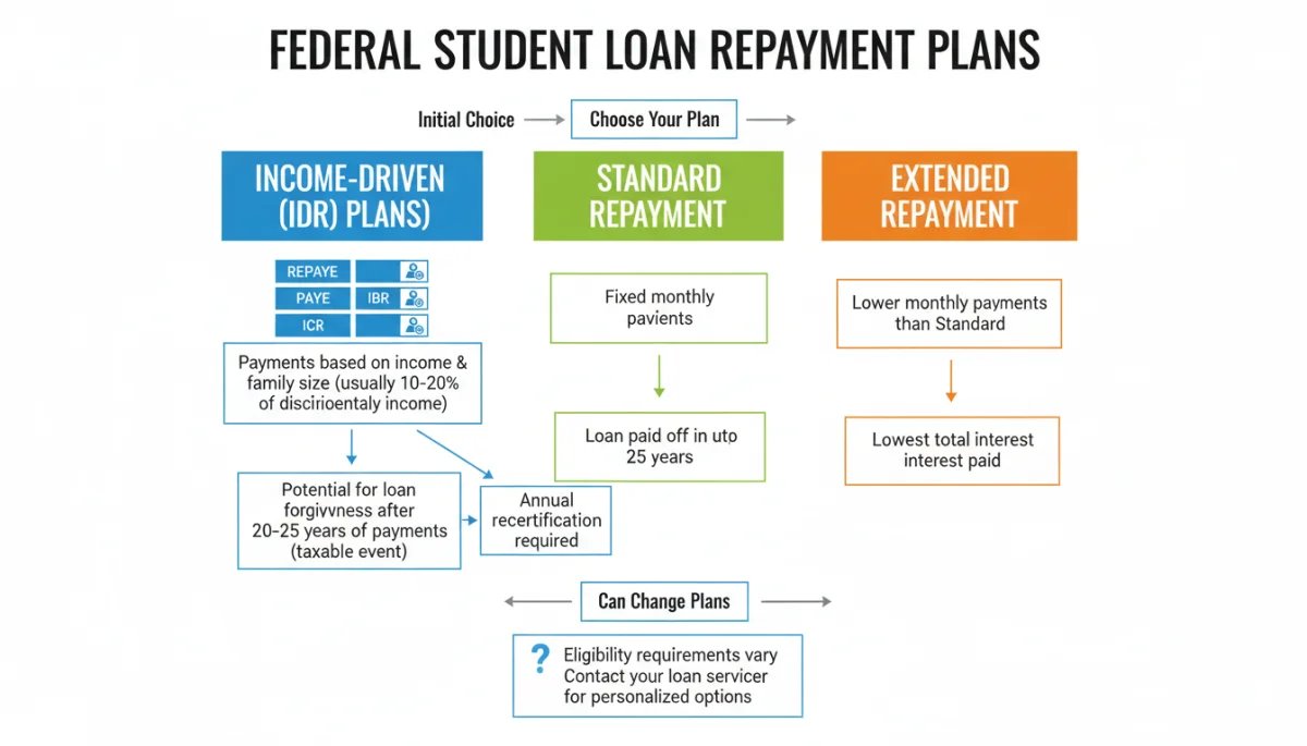Infographic detailing federal student loan repayment plan options